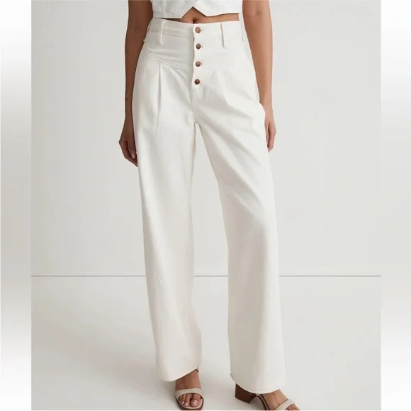Madewell Super Wide Leg Exposed Button Fly High Waisted Jeans Size 33 - Picture 9 of 9